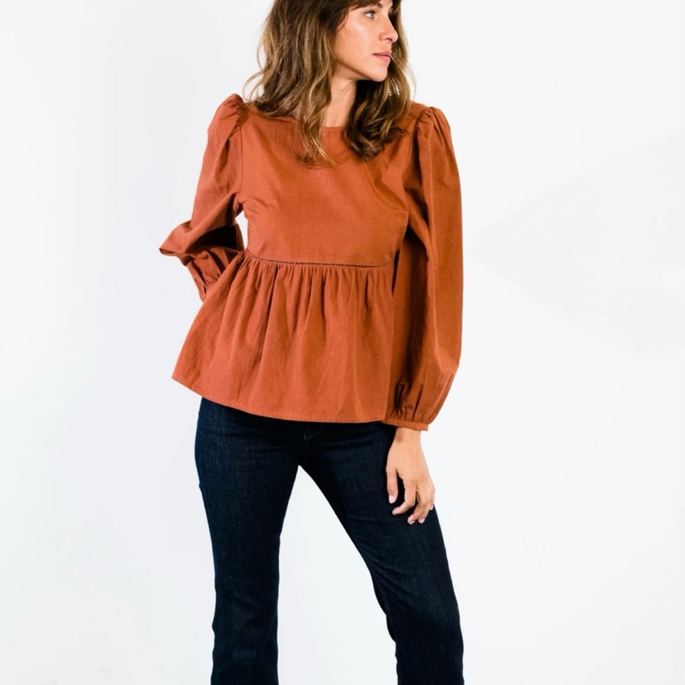ABLE Lauren Babydoll top in rust small EUC